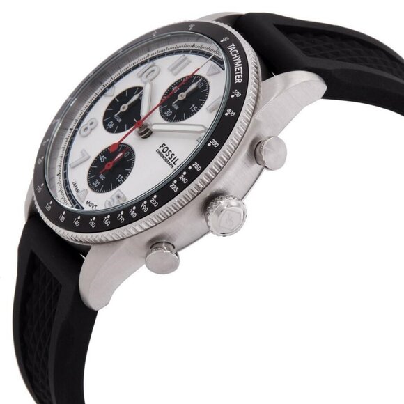 NWT Authentic Fossil Sport Tourer Chronograph Quartz White Dial Men's Watch - Picture 2 of 3